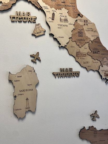 Mappa dell' Italia in legno H100