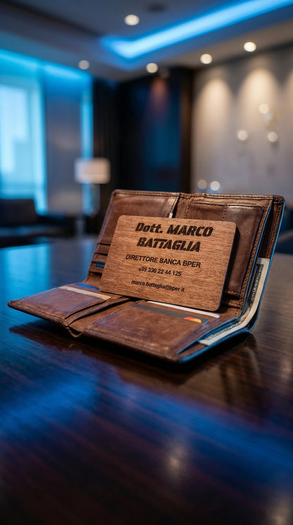 Biglietto da visita in legno di Noce con tag NFC