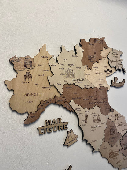 Mappa dell' Italia in legno H100