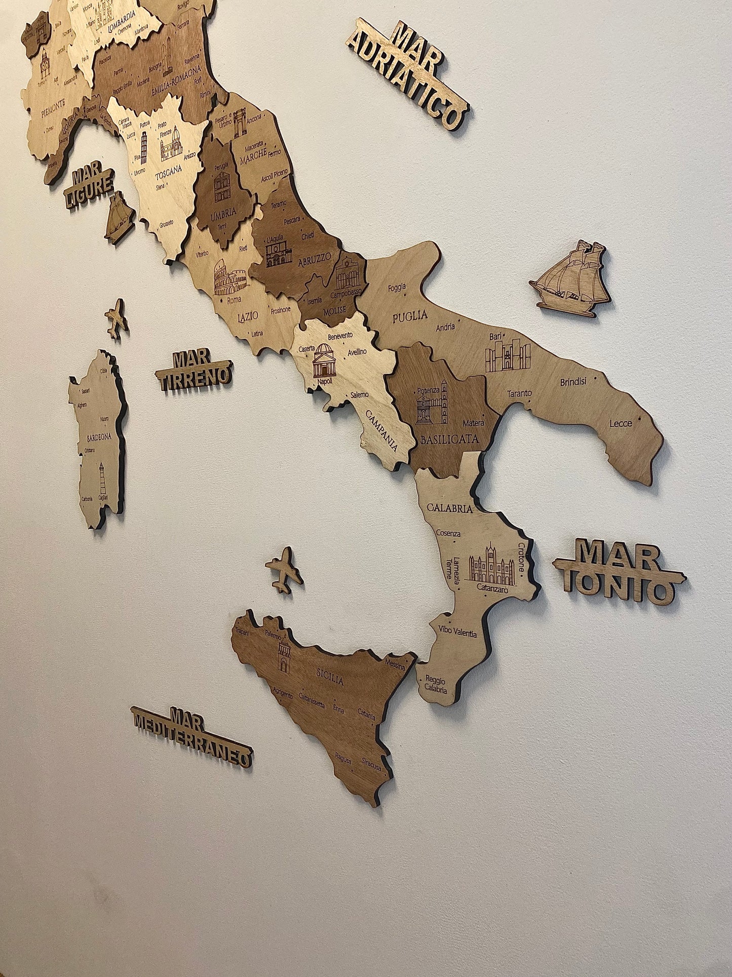 Mappa dell' Italia in legno H100