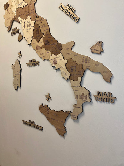 Mappa dell' Italia in legno H100