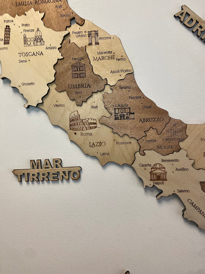 Mappa dell' Italia in legno H100