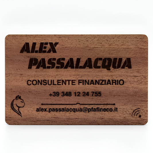Biglietto da visita in legno di Noce con tag NFC